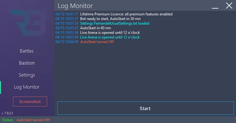 In RSLBot: Log Monitor: an existing RAID window-detection message, if one is already present