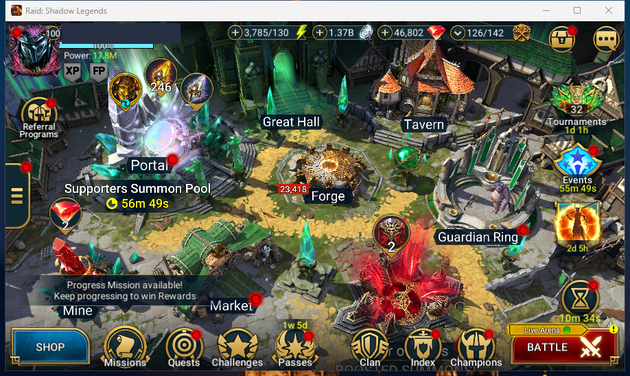 In RAID: the same idle Bastion, no activity started