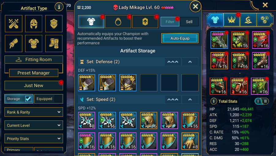 Artifact Storage: artifact grid and filters, Storage checked
