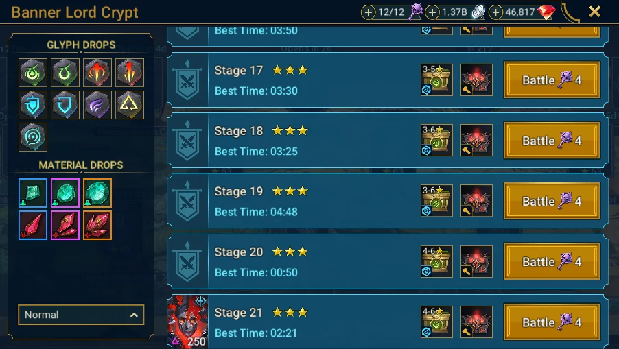In Plarium: Bastion → Battle → Faction Wars → open crypt → stage selected in the bot: preparation and matching team, without Start